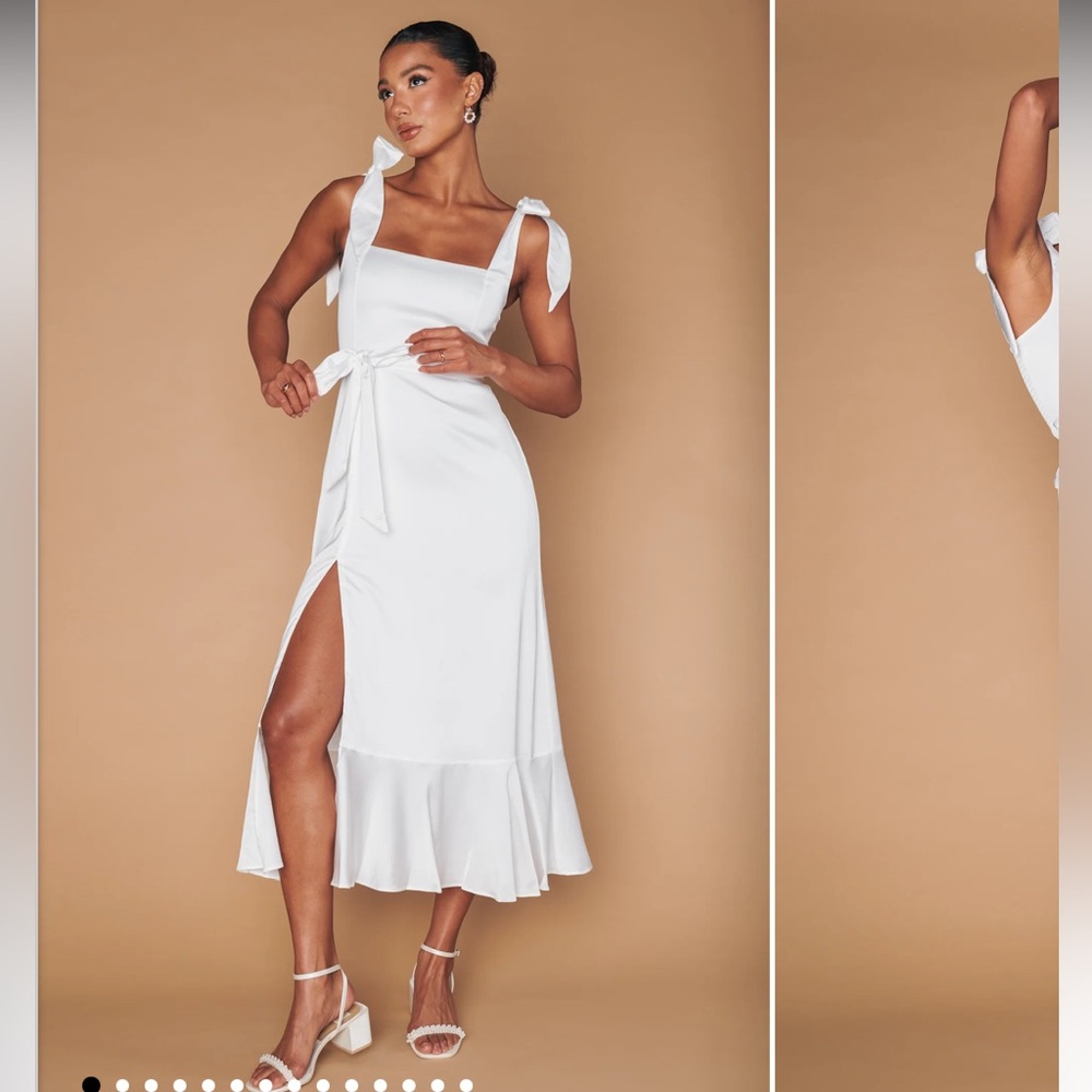 GREAT CONDITION: Show Me Your Mumu white satin garden midi dress